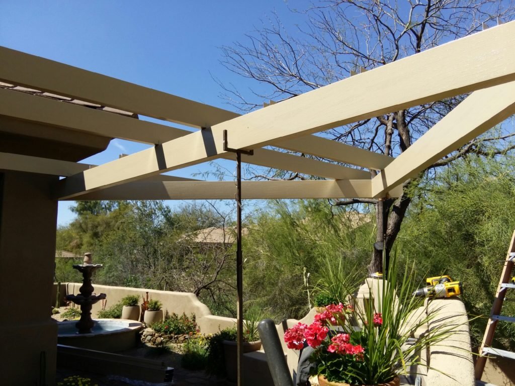 Alumawood lattice patio cover installed by Royal Covers of Arizona in Scottsdale, AZ.