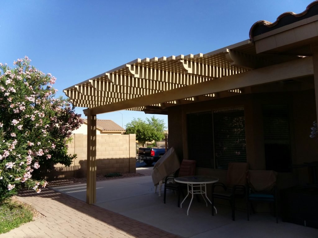 Alumawood lattice patio cover installed by Royal Covers of Arizona in Mesa, AZ 85212.