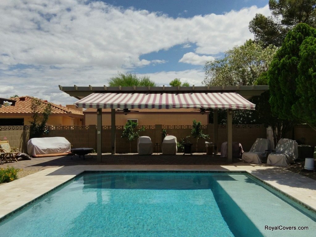 Freestanding Alumawood solid patio cover installed by Royal Covers of Arizona in Mesa, AZ.