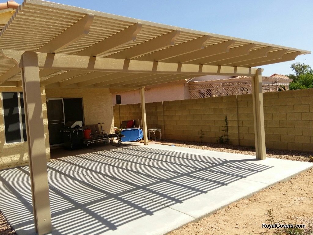 Alumawood open lattice patio cover installed by Royal Covers of Arizona in Mesa, Arizona.
