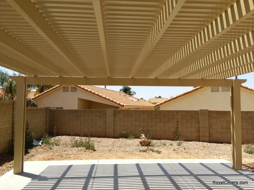 Alumawood open lattice patio cover installed by Royal Covers of Arizona in Mesa, Arizona.