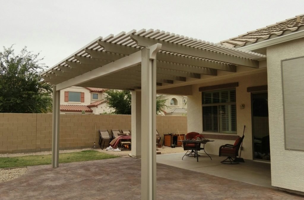 Project Pictures: Two Tone 20’x20′ Alumawood Lattice Patio Cover in Florence, AZ