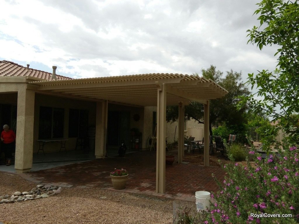 Alumawood Lattice Patio Cover installed by Royal Covers of Arizona in Florence, AZ.