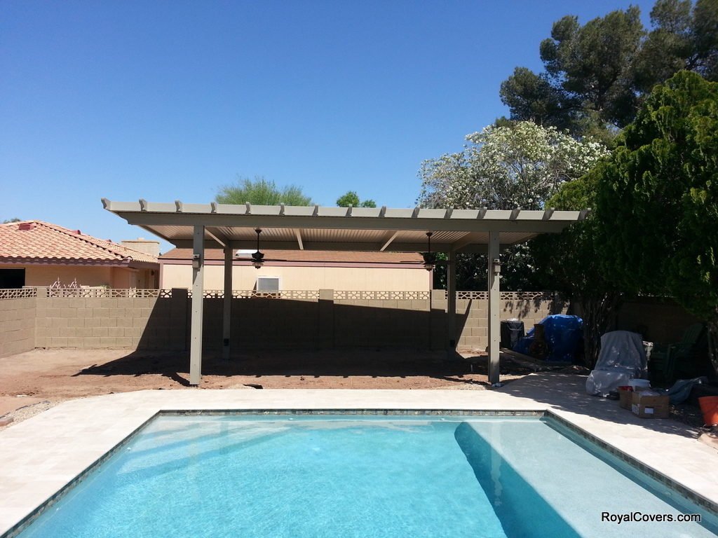 Freestanding Patio Cover - Alumawood Solid Patio Cover Installed in Mesa, AZ (Under Construction)