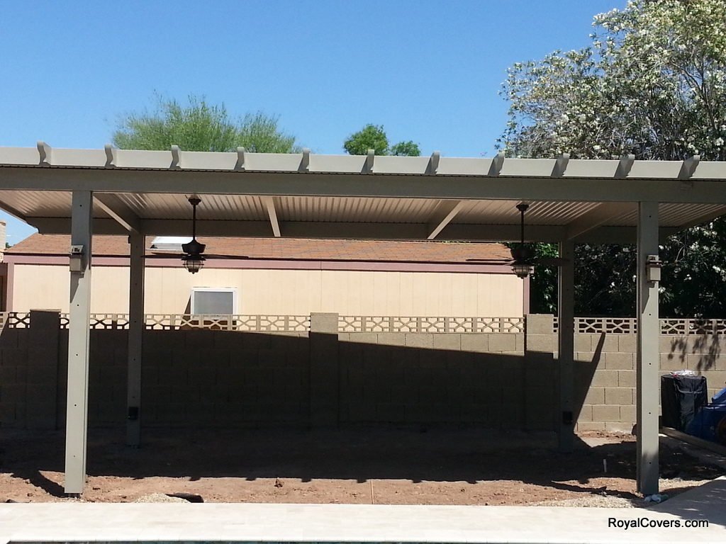 Freestanding Patio Cover - Alumawood Solid Patio Cover Installed in Mesa, AZ (Under Construction)