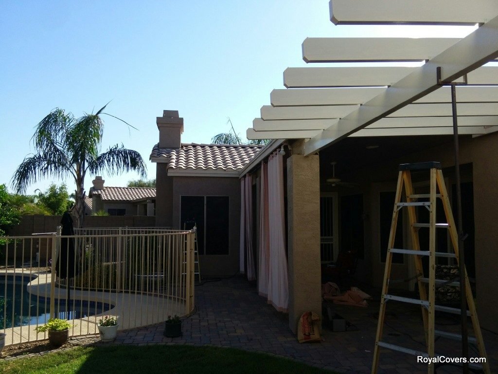 Alumawood Open Lattice Patio Covers Installed by Royal Covers of Arizona in Chandler, AZ.