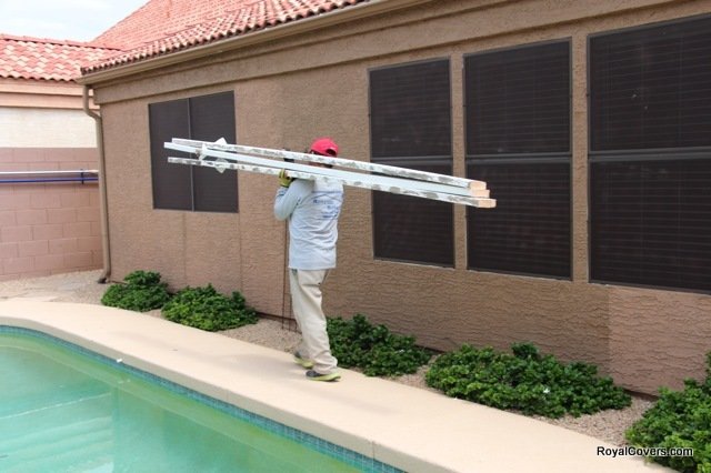 Removal - Wooden patio cover replacement in Gilbert, AZ.