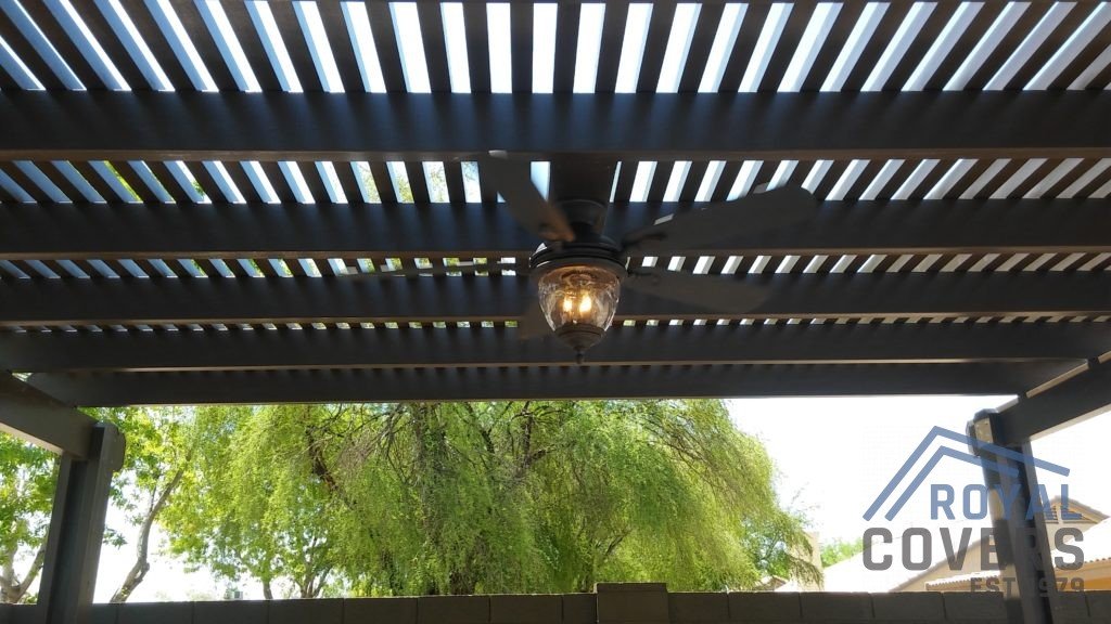 Pergola over outdoor built in grill station