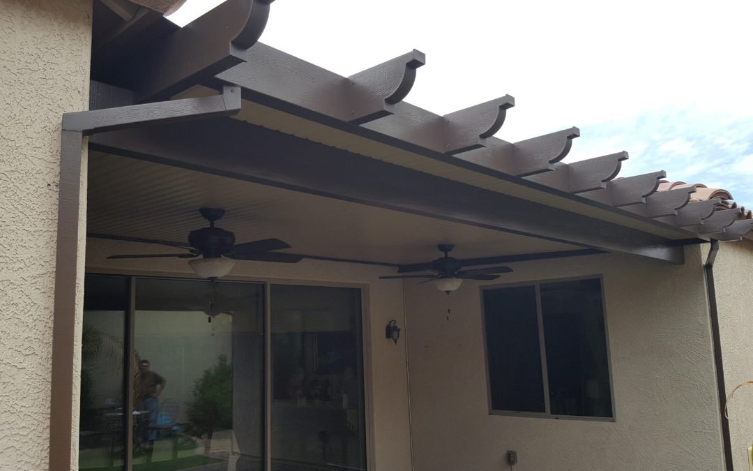 Patio cover with fans in Gilbert, AZ 85297