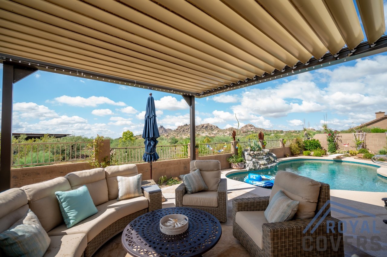 Equinox Louvered Roof with a view in Scottsdale, AZ