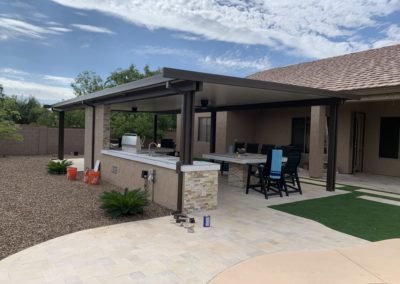 Alumawood Solid Pergola over Outdoor Kitchen Area in Gilbert, AZ