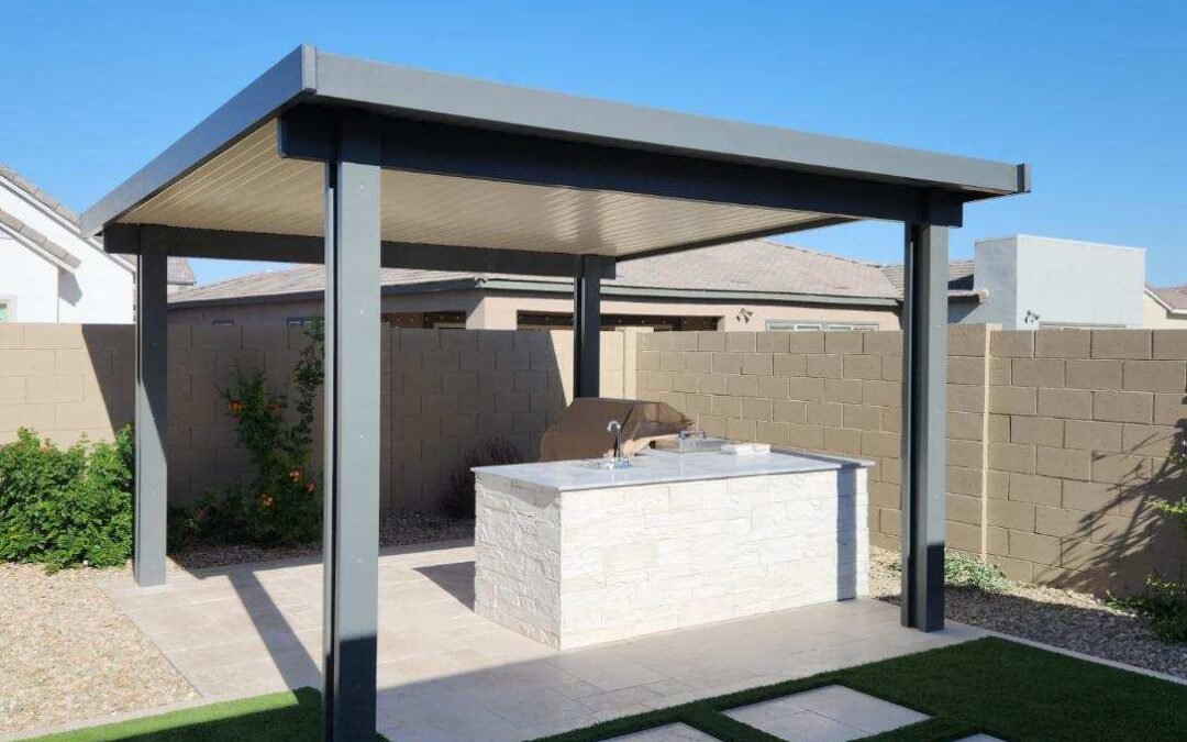 Solid Pergola over Built In Grill